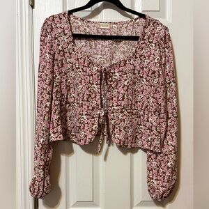 Altar'd State Floral Front Tie Top